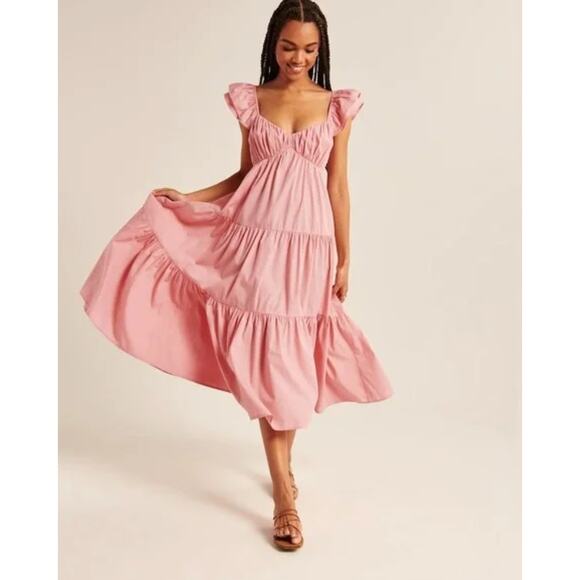Abercrombie & Fitch Dresses & Skirts - Abercrombie & Fitch Tiered Midi Dress Pink XS